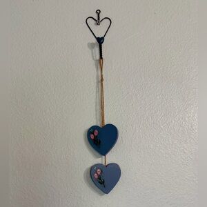 Vintage Charming Blue Heart Wall Hook Decor